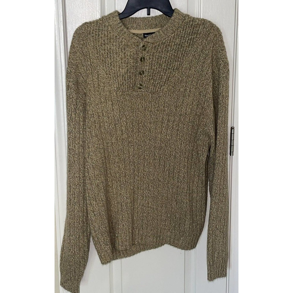 Northcrest Sweater Mens Large (42-44) Tall Tan Long Sleeve 1/4 Zip Pullover
